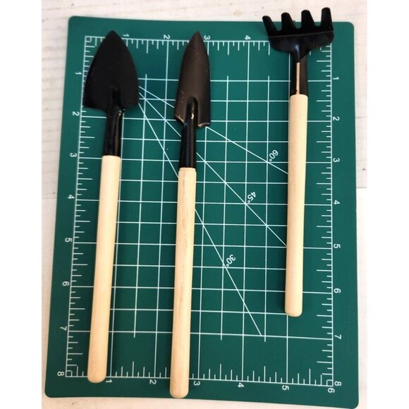 Mini Garden Bonsai Succulent Terrarium House Plant Hand Tool 3 pc Set With Wood - Picture 2 of 7